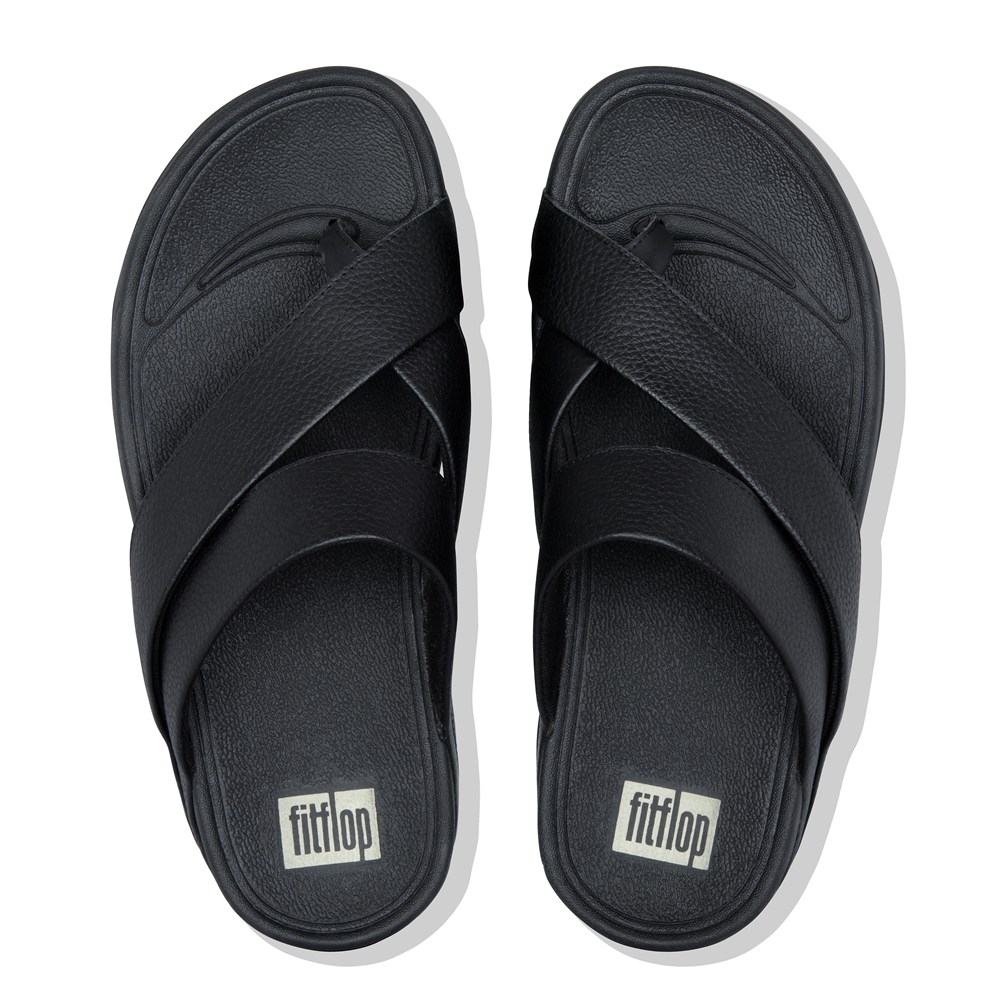 Fitflop Mens Sandals - Sling Leather Toe-post - Black - 362-FSUBAJ